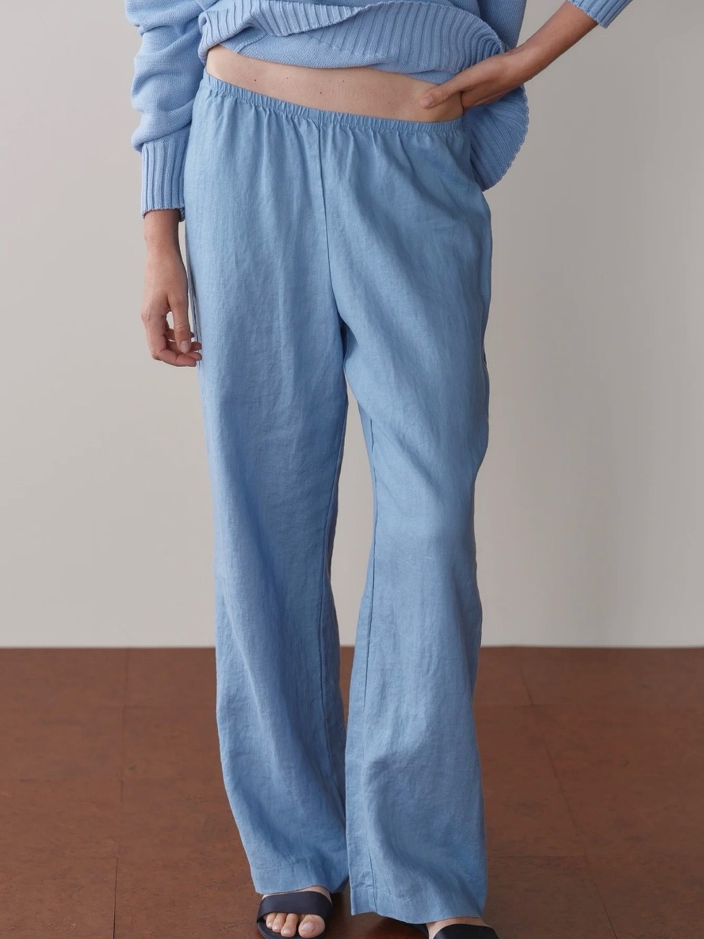DONNI. Light Blue Wide-Leg Relaxed Pants